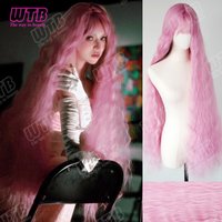 WTB 100CM Pink Long Wavy Synthetic Lolita Wig with Bangs Suitable for Women's Daily Wear Holiday Events, and Cosplay