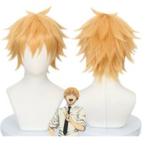 Anime Chainsaw Denji Cosplay Wig Men Women Golden Short Hair Heat Resistant Synthetic Wig Halloween Party Prop