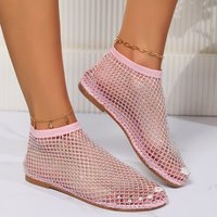Fashion Holiday Rhinestone Sandal Slipper Non-Slip Waterproof Mesh Seaside Sandals Flat Shoes Shiny Sexy Ankle Boot Outdoor