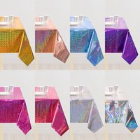 137*183cm Multicoloured Shimmer Table Cover Silver Aluminum Film Plastic Table Cloth Disco Theme Birthday Party Favors Supplies