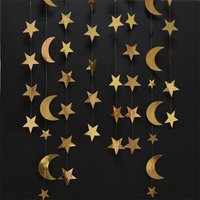 Eid Mubarak Party Decoration 4M Star Moon Shape Paper Garlands Ramadan Decoration Eid Mubarak Decor Blessed Eid Wedding Decor