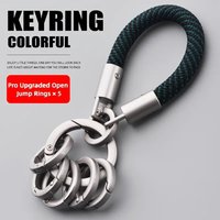 Men's Braided Rope Keychain Car Key Lanyard Multifunctional Metal Ring Simple and High-End Key Pendant