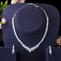 ThreeGraces Elegant Shining Marquise Zirconia Luxury Earrings and Necklace Wedding Bridal Party Jewelry Set for Women TZ877