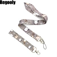 Cartoon cat Neck keychain necklace webbings ribbons Anime Cartoon Neck Strap Lanyard ID badge holder Keychain couple Lanyards