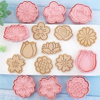 8 Pcs/set Flower Shape Cookie Cutters Floral Rose Lotus Cherry Blossom Plum Sunflower Fondant Cookie Stamp Baking Moulds