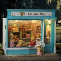Wooden DIY Dollhouse Building Kit Miniature Doll House with LED Lights Decor Handmade with Furniture for Friends Birthday Gifts