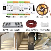 LED Motion Sensor Stair Light Strip Controller DC 12V 24V 32 Channels Smart PIR Night Light Single Corlor Control Flexible Tape