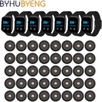 BYHUBYENG 40pcs Hookah Table Bell Buttons + 7 Waiter Wrist Watchs Wireless Calling Systems Restaurant Hotel Pager