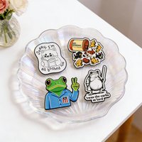 Happy Pill Dog Enamel Pins Animals Frog Cat Quotes Brooch Lapel Pin Badge on Backpack Clothing Accessories Fashion Jewelry Gifts