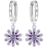 Orstarry 925 Sterling Silver Purple Daisy Flower Drop Earrings Women Earrings Charm Trend Versatile Party Jewelry Gifts