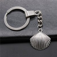 DIY Metal Holder Chain Men Keychain Vintage 2 Colors 25x24mm Shell Pendant Souvenirs Gift