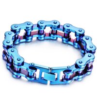 AliExpress Qiaonitu 18mm Heavy Punk Blue Rainbow Stainless Steel Bicycle Bike Bracelet Men Women Hiphop Black Biker Motorcycle Chain Bangle Jewelry