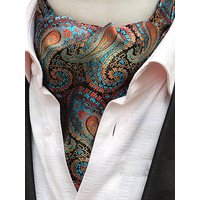 Mens Ascot Necktie Paisley Floral Ties For Man Polyester Jacquard Woven Cravat For Wedding Business Party Accessories