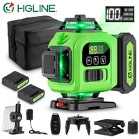 HGLINE 16 Lines 4D Laser Level Professional Construction Laser Tool 360° Horizontal Vertical Leveling Machine With 2pcs Battery