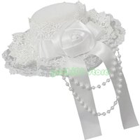 T5UF Subcultures Hair Accessories Top Hat Hair Clips Gothic Lolitas Lace Headdress