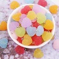 10pcs 16mm Simulation Heart Shape Soft Candy Cute Charms For Pendant DIY Earrings Necklace Jewelry Accessories Finding