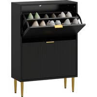 HOMCOM Slim Shoe Storage Cabinet with 2 Flip Drawers for Hallway, Black