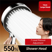 New 15CM Shower Head Large Panel High Pressure Bathing Showerhead Adjustable Spray 7 Modes Shower Nozzle For Hard Water
