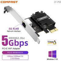Comfast 1000/5000Mbps PCI-E To RJ45 Network Card Adapter 100/1000/5000Mbps 1/5Gbps Ethernet LAN Controller For Win 7/10/11/Linux