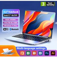 2025 NEW 14.1" Portable Laptop Windows 11 32GB 2TB Gaming Computer PC Intel Core i7 8650U Gamer office Notebook 1920*1080 HD