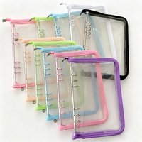 A5 Binder Cute Transparent Binder Notebook Filing Cabinet A5 Ring Pockets Leaf Filing Cabinet A5 Macaron Binder HYJ02