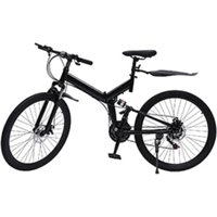 AliExpress NONE 26 Inch,21 Speed Folding Mountain Bike,Dual Suspension,High Carbon Steel Body, Front and Rear Mechanical Disc Brakes, for Adults