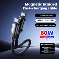 60W 23CM Short Type C to USB C Cable Fast Charging For Iphone 17 16 Xiaomi Samsung Huawei Power BanK Magnetic Type C Data Cable