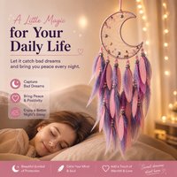 1pcs Boho Moon Dreamcatcher Wall Hanging, Dream Catcher Decor for Bedroom, Cute Gift for Women Girls Room