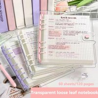 Transparent Soft Leather Loose Leaf Notebook With Detachable Shell School Supplies 60 Sheets Notepad Grids Diary Notebooks