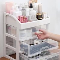 Multi-Layer Desktop Storage Box Cosmetic Organizer with Drawers - Transparent Storage Box for Makeup File Brush Holder Makeup