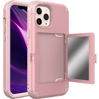 Shockproof 3in1 Hybrid Heavy Duty Kickstand Mirror Case For iPhone 15 Pro Max 14 12 11 13, Hidden Card Holder Phone Cover