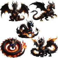 Three Ratels CEE39 Mighty Flame Black Dragon Artistic wall stickers for home decoration Personalized car decals