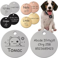 Personalized Pet Cat Dog Name Collar Accessories Circle Custom Engraved ID Tag Necklace Chain Charm Supplies For Dog Product