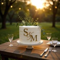 Personalized Elegant Acrylic Charm Wedding Monogram Initials Cake Charm Wedding Party Cake Charm Gold/Silver Acrylic Keepsake