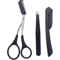 【Hot sales】Three-piece stainless steel eyebrow clip comb Scissors Eyebrow trimmer Eyebrow trimmer tool