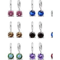 Real 925 Pure Sterling Silver Dangle Earrings CZ Crystal Big Round Earrings For Women Girls Gift Fashion Wedding Jewelry