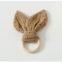 Soft Baby Wooden Hand Grasp Toy Rabbit Ears Sensory Toy Newborn Teething Ring Natural Wooden Bracelet Rattle Chewing Appease Toy