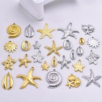 7Pcs/Lot Stainless Steel Bulk Assorted Summer Marine Life Starfish Charms DIY Sea Animal Conch Shell Pendant Jewelry Material
