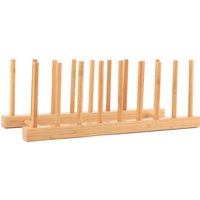 Bamboo Dish Rack Plates Holder Kitchen Storage Cabinet Organizer for Cup Pot Lid Cutting Board Kitchen Utensils Plate Organizer