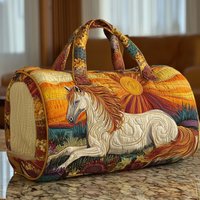 Adjustable Strap Quilted Duffle Bag Horse Cow Pattern Large Capacity Travel Duffel Bag 3D Quilting Craft Tote Bags