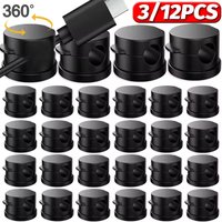 12/1pcs Magnetic Cable Clip Adjustable 360° Rotatable Cord Holder Under Desk Cable Wire Clamps Home Office Cables Clip Organizer