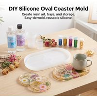 Oval Coaster Silicone Mold for DIY Epoxy Resin Crafts Tea Tray Coaster Making Tool with Smooth Surface Easy Release