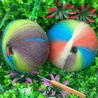 400g/set 2 Ply Rainbow Gradient Wool Yarn for Hand Knitting Lady's Shawl Clothing Gloves Warm Thin Thread Soft Comfortable Blue