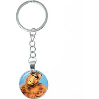 Alf Cartoon Keychain Glass Dome Cabochon KeyRing Bag Car Key Chain Ring Holder Charms Jewelry Gifts