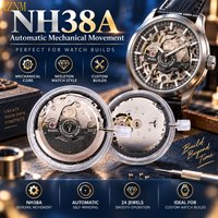 NH38A Mechanical Watch Movement Skeleton Three Hands Caliber DIY Watch Repair Parts Self Winding Movement for Custom Watch Build