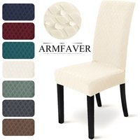 ARMFAVER Jacquard Elastic Chair Cover Waterproof Dining Room Chair Seat Cover for Kitchen Wedding Banquet Removable Seat Case
