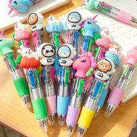 12Pcs/Lot Cute Cartoon Mini 4 Color Ballpoint Pen Kawaii Multicolor Pen for Kids Students Stationery Gift School Office Supplies