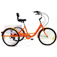 Stylish 24 Inch Pedal Tricycle Variable Speed Tricycle Vegetable Basket Folding Elde Rly Bicycle