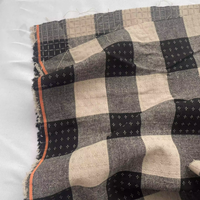 Retro checkered woven geometric cotton fabric for shirt dress hairband handmade clothing fabric