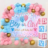 Gender Reveal Backdrop Cover Boy or Girl Sign Banner Pink Blue Balloons Garland Arch Kit Baby Gender Reveal Photo Arch Covers